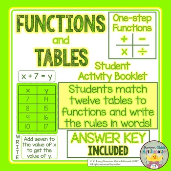 Preview of One-step Functions and Tables Matching Activity