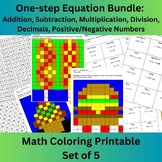 One-step One-Variable Equation Coloring Grid with and with