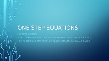 Preview of One step equations