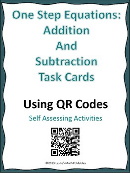 Preview of One step equations QR code Task Cards