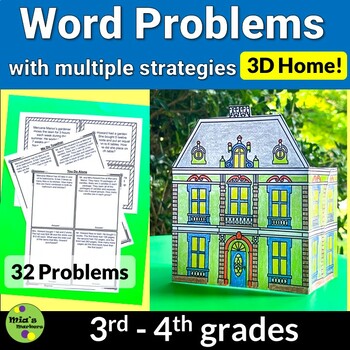 Preview of One step & two step word problems all operations math task cards and worksheets