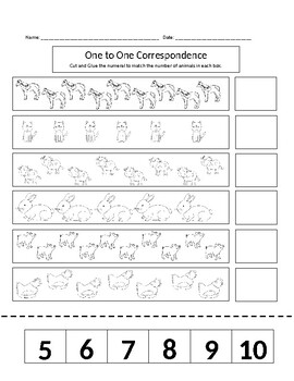 One to One Correspondence, 5-10 by Uniquely Emily | TpT