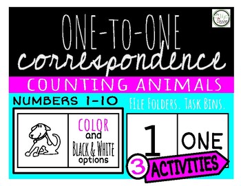 Preview of One-to-One Correspondence. Counting Animals. File Folder Activity. Task Bin