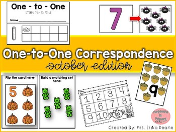 Preview of One to One Correspondence! Counting with Counters- October Edition!