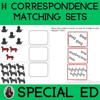 Preview of One to One Correspondence Worksheets for Special Education PRINT and DIGTAL