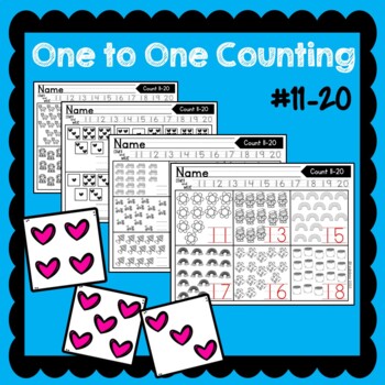 Preview of One to One Counting 11-20, Teen Number One to 0ne counting Worksheets