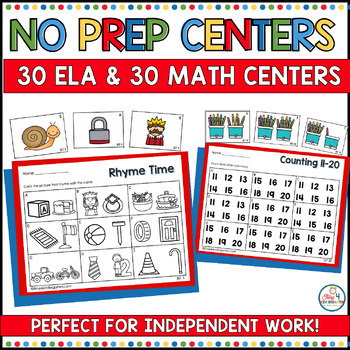 Preview of Literacy and Math Centers for Kindergarten EASY PREP