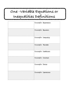 Preview of One variable definitions