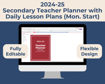 Preview of OneNote 2024-25 Sec. Teacher Planner w/Daily Plans (Mon. Start)