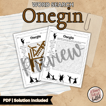 Preview of Onegin Ballet | Word Search | Worksheet | For Ballet Class