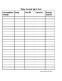 User Name/Password Log-In Tracking Sheet