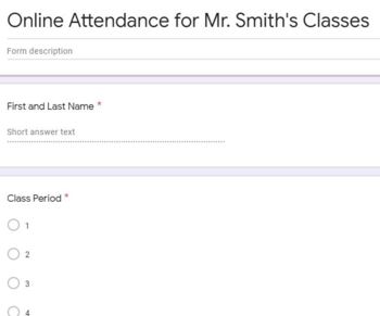 Preview of Online Attendance Tracker Google Form