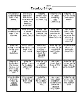 Online Catalog Bingo by Linsenmann's Library | TPT