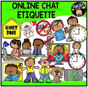 Preview of Online Chat Etiquette Clip Art Set DISTANCE LEARNING {Educlips Clipart}