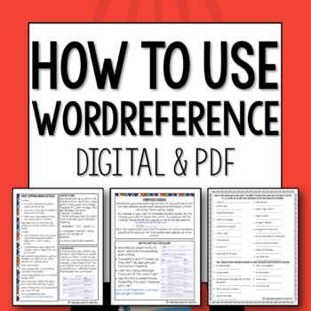Preview of How to use wordreference and online dictionaries Guide for Spanish and French