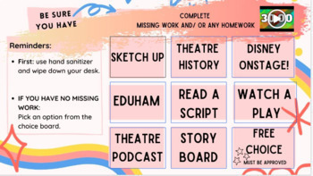 Preview of Online Emergency Sub Activity: Theatre Choice Board