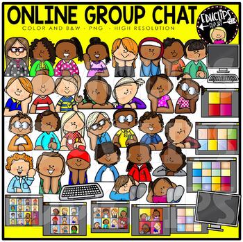 Preview of Online Group Chat Clip Art Set DISTANCE LEARNING {Educlips Clipart}