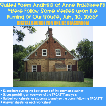 Preview of Distance Learning: Guided TPCASTT Poem Analysis for Early American Poetry