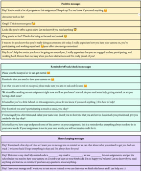 Preview of Online/Hybrid teaching copy and paste student messages editable google doc