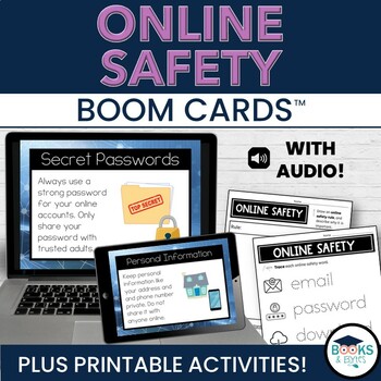 Preview of Online Internet Safety BOOM CARDS Digital Task Cards + Printable Activities