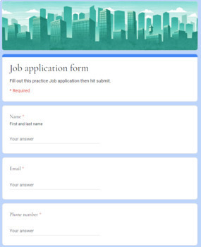 Preview of Online Job Application (Practice)