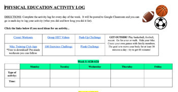 Preview of Online Learning Activity Log