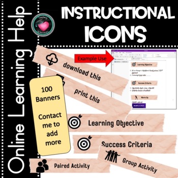 Preview of Online Learning - Instructional Icons for One Note, Canvas etc - Apricot
