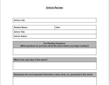 Preview of Online Magazine or News Article Review Sheet 