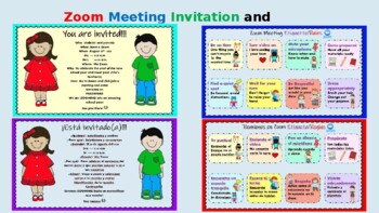 Preview of Online Meeting Invitation and Etiquette  Rules  Digital Editable English Spanish