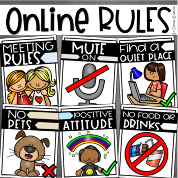 Preview of Online Meeting Virtual Distance Learning Zoom Classroom Rules Visual Posters