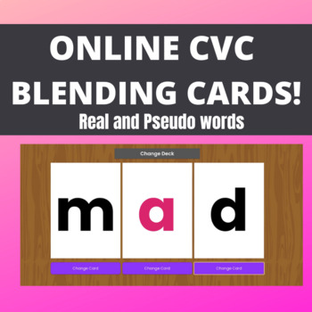 Preview of Online Phonics CVC Blending Cards | Perfect for Virtual Learning!