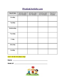 Online Physical Education Activity Log (Elementary) by Maria Sabourin