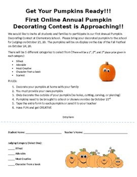 Preview of Online Pumpkin Decorating Contest Editable Entry Form