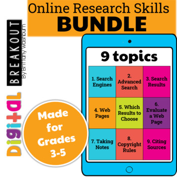 Preview of Online Research Skills Digital Breakouts BUNDLE | Computer Lab Activities