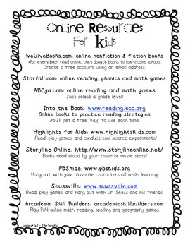 Preview of Online Resource Handout for Primary Grades