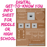 Online School Digital Student Information Sheet