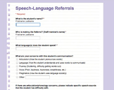 Online Speech and Language Referral Form (Google Form)