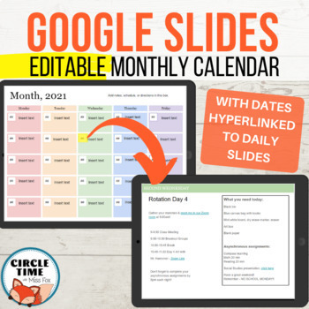 Preview of Online Student Planner, Virtual School, Editable Monthly Calendar Google Slides