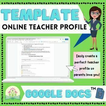 Preview of Online Teacher Template | Editable Teacher Profile Template