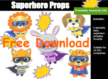 Preview of Online Teaching Rewards - Freebie Superheros for ESL Teachers
