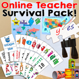 Online Teaching Survival Pack! Flashcards, Backdrop, Props