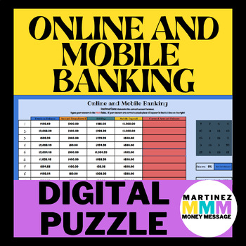 Preview of Online and Mobile Banking Digital Self Grading Puzzle for Financial Math
