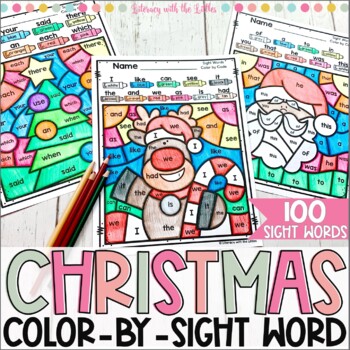 Preview of Christmas Sight Words Color by Code Printables | No Prep Holiday Activities