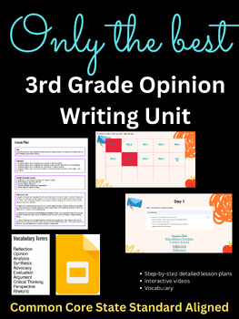 Preview of Only The Best - Opinion Writing Unit for Third Grade