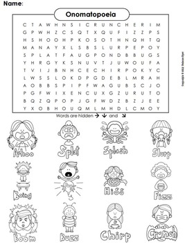 onomatopoeia worksheet word search by science spot tpt