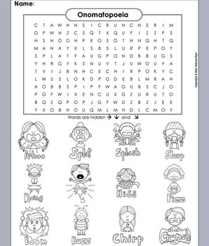 Onomatopoeia Activity: Word Search (Figurative Language Worksheet)