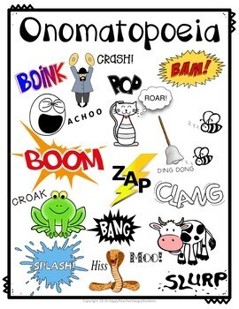 Onomatopoeia Activities Posters: Word List Write a Comic more