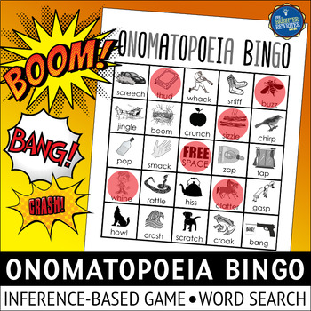 Preview of Onomatopoeia Bingo Game and Word Search