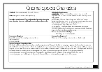 Preview of Onomatopoeia Charades - Year 3 - Lesson Plan