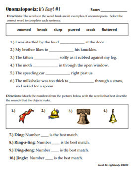 onomatopoeia its easy free sample worksheet by jacob lightbody